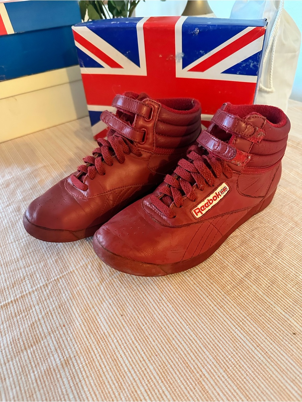 Reebok High-Top Sneakers in Burgundy Red